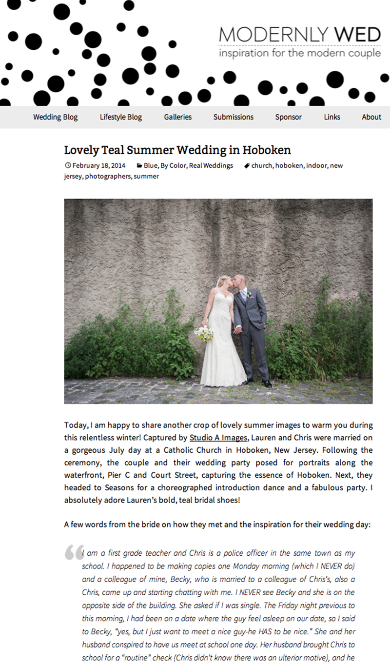 Wedding Featured on Modernly Wed | Hoboken Wedding Photos | New Jersey Wedding Photographer Wedding Featured on Modernly Wed | Hoboken Wedding Photos | New Jersey Wedding Photographer