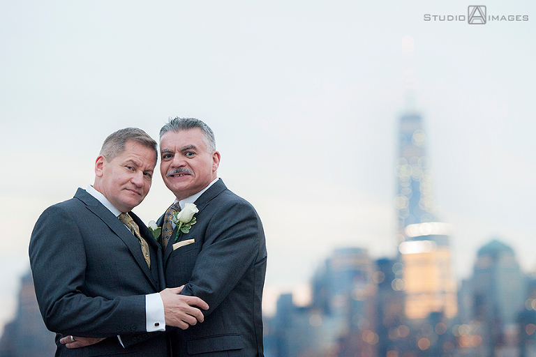 same sex wedding, gay wedding, Battery Gardens, nyc skyline, nyc wedding photographer