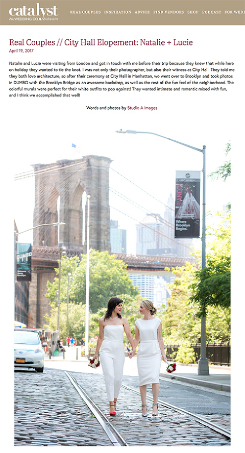 Wedding Featured on Catalyst Wedding Co | NYC Elopement Photos | Brooklyn Wedding Photographer