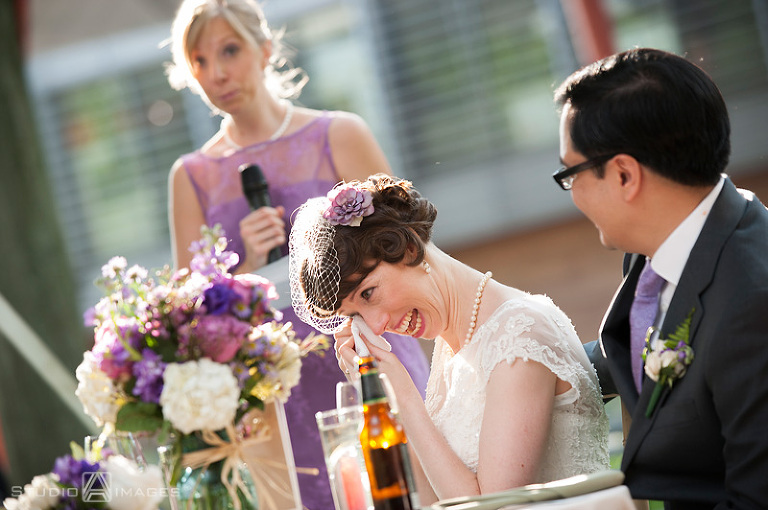 emotional toast with bride and groom at Queens Brooklyn Botanical Garden