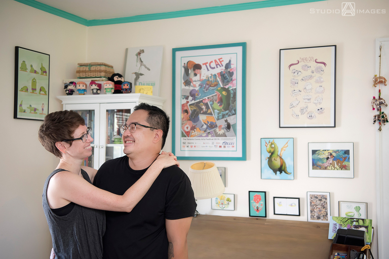 Queens couple in their home art studio and office