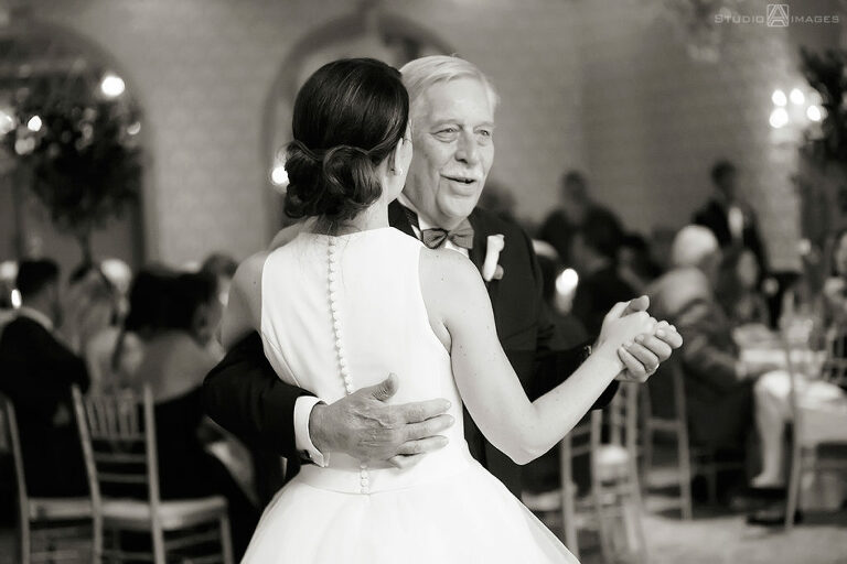 bride and her dad dancing during the wedding reception at The Madison Hotel in Morristown wedding