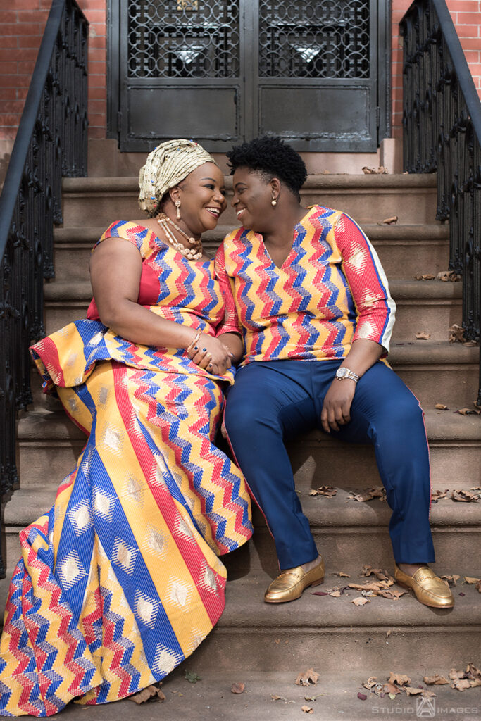 brides on their wedding day in Brooklyn. LGBTQ wedding