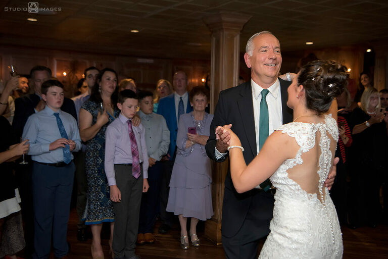 bride and her dad dancing at wedding reception at Grain House in Basking Ridge. LGBTQ wedding 