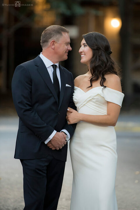bride and groom on their wedding day in the West Village, NYC before their wedding at Little Owl Townhouse