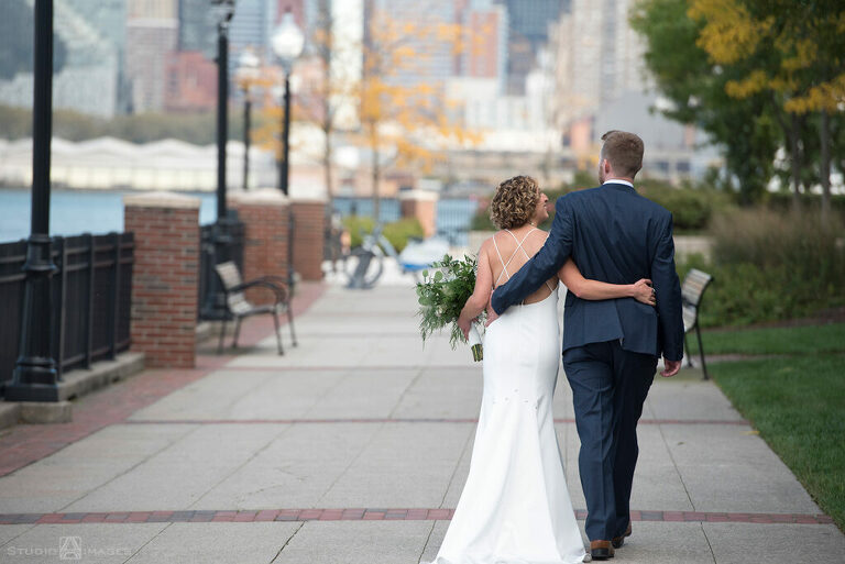 bride and groom on their wedding day in Weehawken