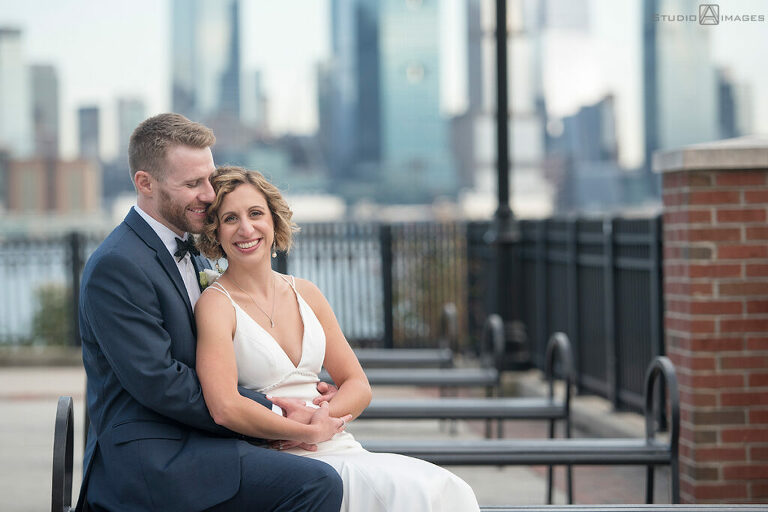 bride and groom on their wedding day in Weehawken