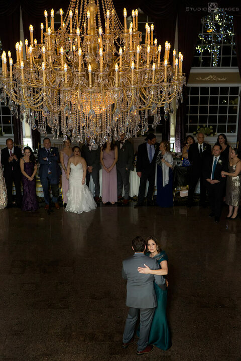 groom and mother dance at their wedding reception at Florentine Gardens wedding