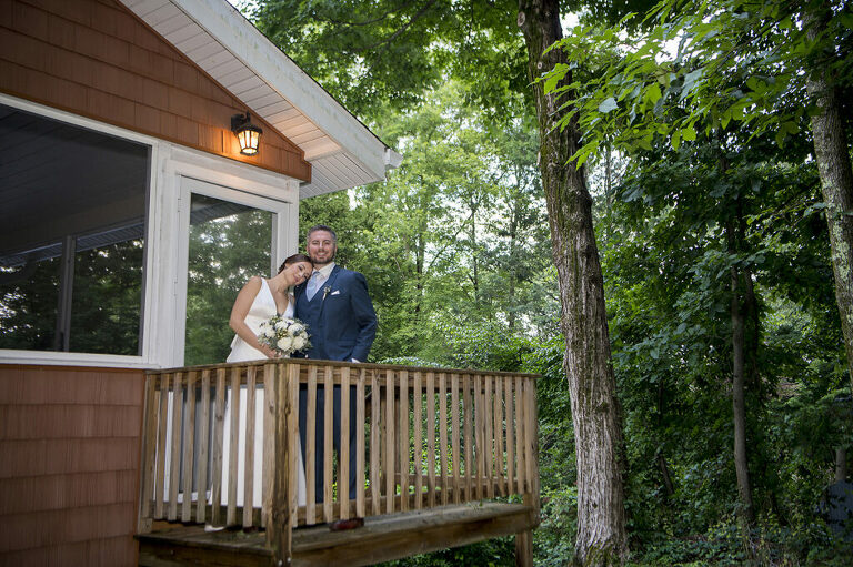 bride and groom at their backyard wedding in New York