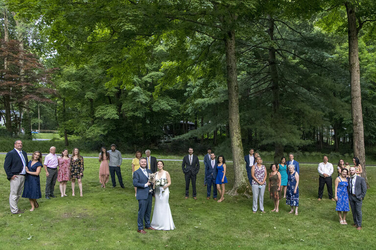 socially distanced wedding guests photo