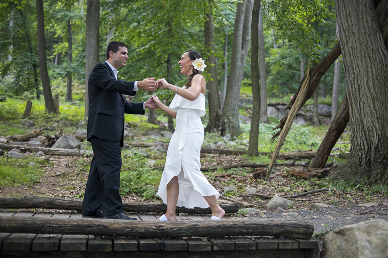 bride and groom dancing on their wedding day at Bear Mountain in Hudson Valley