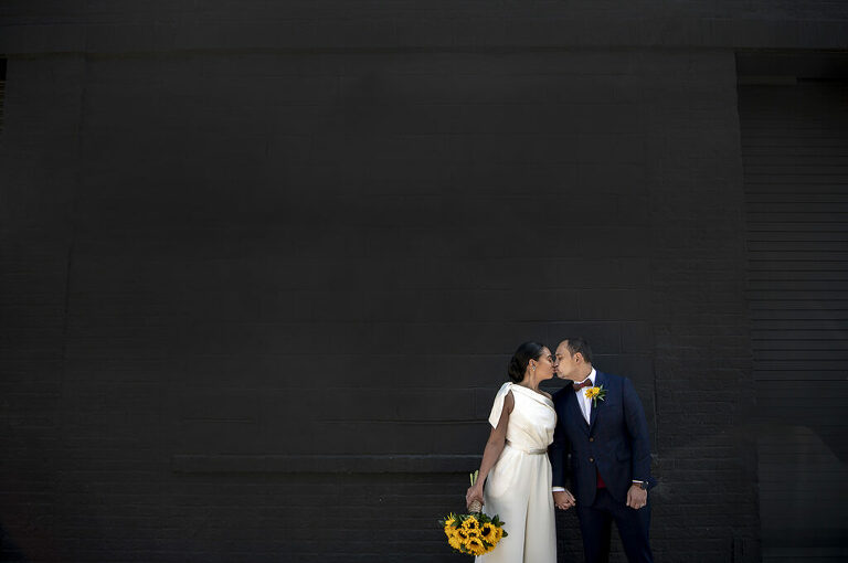 wedding couple on their wedding day at The Foundry