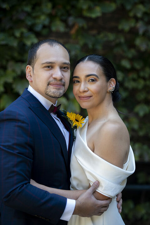 bride and groom on their wedding day at The Foundry in Long Island City