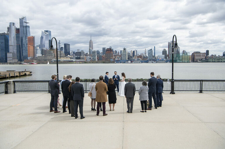 Micro-wedding at Hoboken Waterfront with NYC skyline