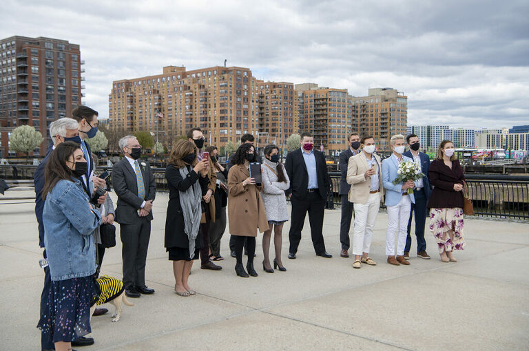 Hoboken waterfront wedding ceremony