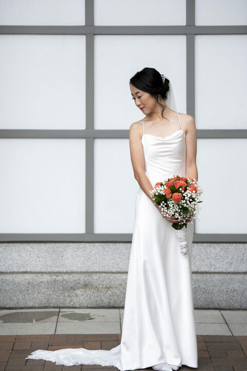 bride posing on her wedding day in NYC