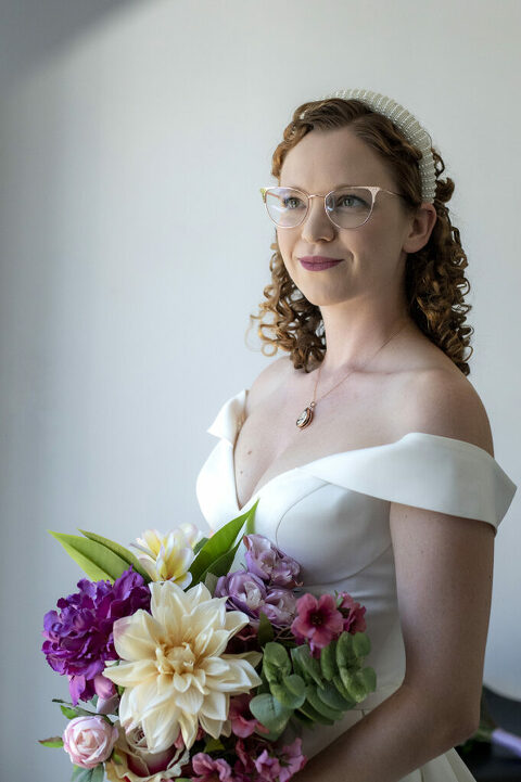 bride on her wedding day in Atlantic Highlands | NJ Intimate Wedding Photographer
