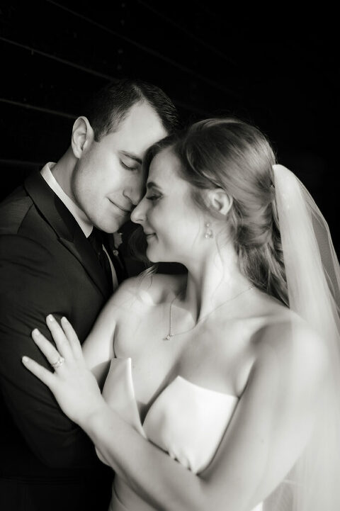 bride and groom embracing on their wedding day at Celebrate at Snug Harbor
