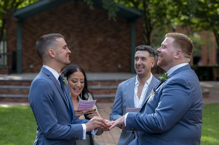 Intimate Hoboken wedding ceremony. 2 grooms. LGBTQ wedding