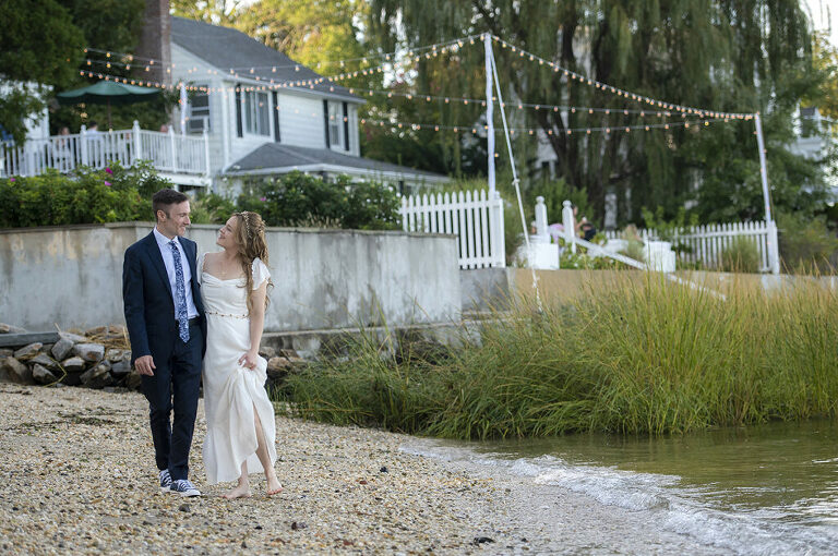 bride and groom on wedding day in Oyster Bay