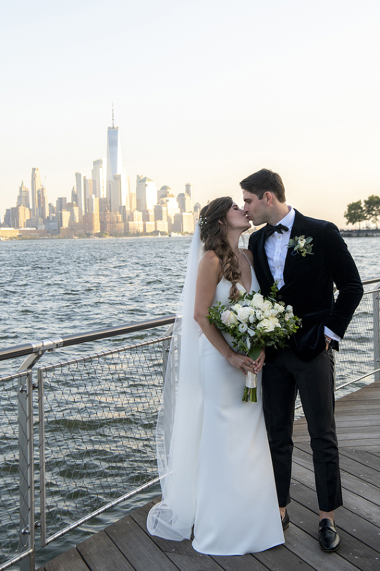 bride and groom in Hoboken on their wedding day