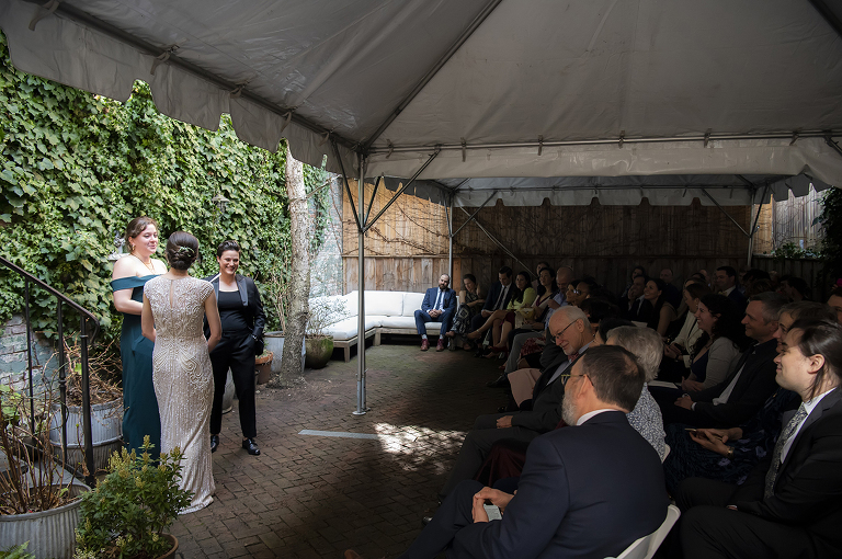 West Village intimate backyard wedding in NYC. LGBTQ wedding