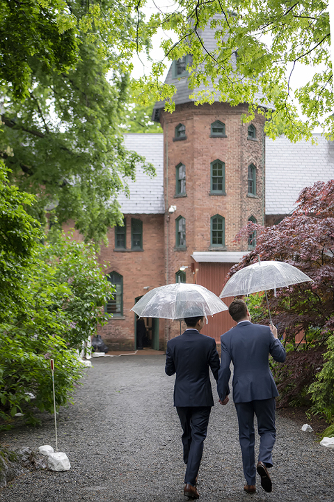 two grooms on their wedding day at Liberty Hall Museum