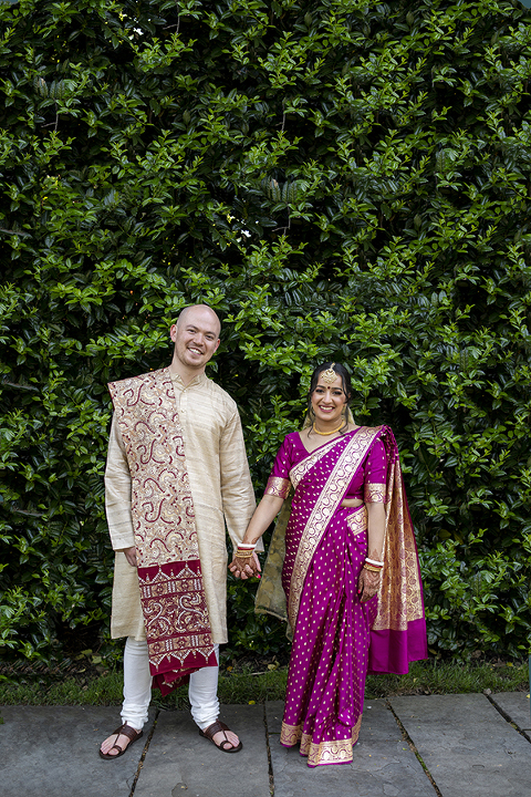 bride and groom on their wedding day at Glen Ridge Women’s Club. Hindu Wedding