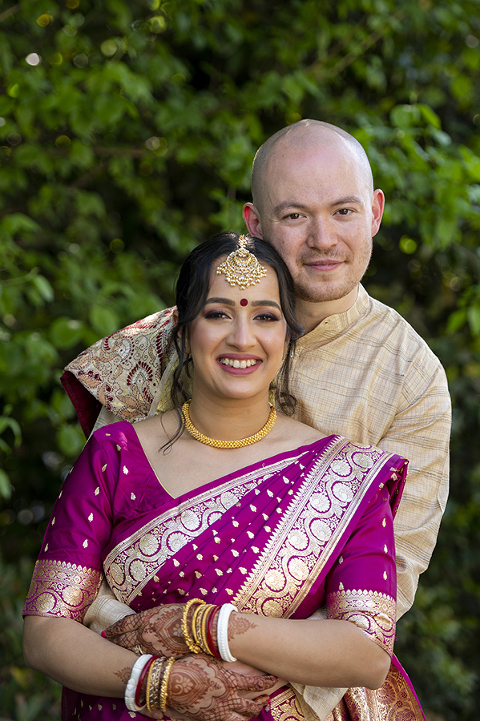 Indian bride and groom on their wedding day at Glen Ridge Women’s Club