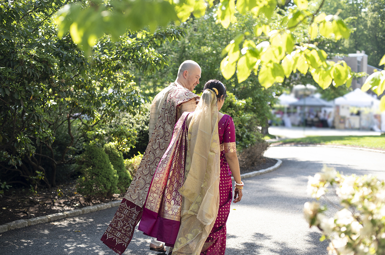 Indian bride and groom on their wedding day at Glen Ridge Women’s Club