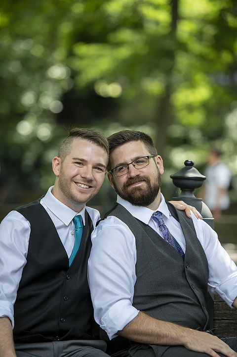Two grooms on their wedding day. Central Park wedding portraits. LGBTQ wedding photographer