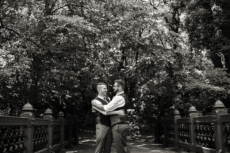 NYC elopement portraits in Central Park. LGBTQ wedding
