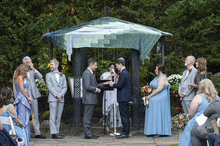 wedding ceremony on wedding day at The English Manor. LGBTQ wedding