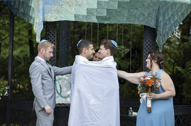 wedding ceremony on wedding day at The English Manor. LGBTQ wedding