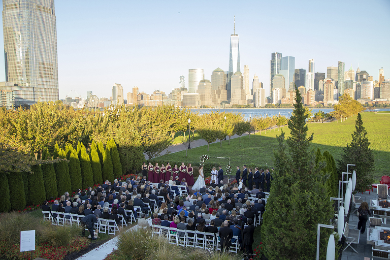 fall wedding ceremony at Liberty House in Jersey City