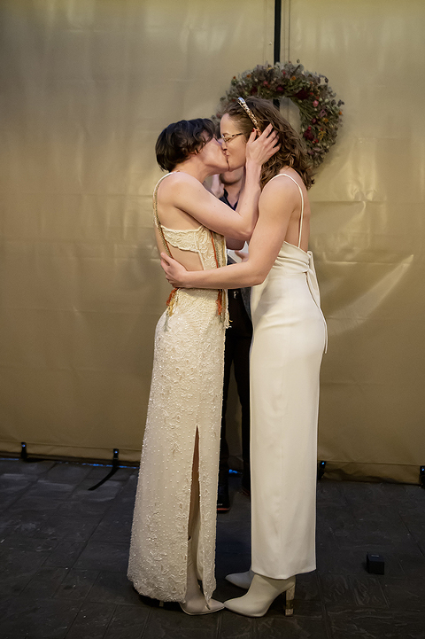 intimate wedding at Corto in Jersey City. LGBTQ wedding photos