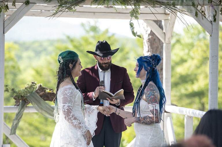 wedding ceremony at Riedlbauer’s Resort in the Catskills. LGBTQ wedding