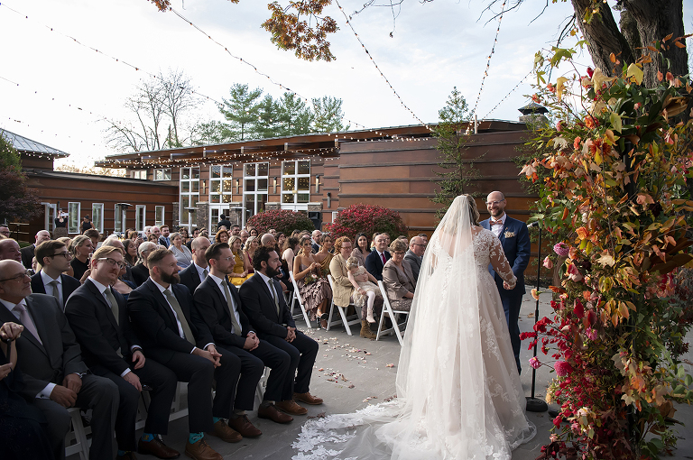 fall wedding ceremony at Stone House at Stirling Ridge