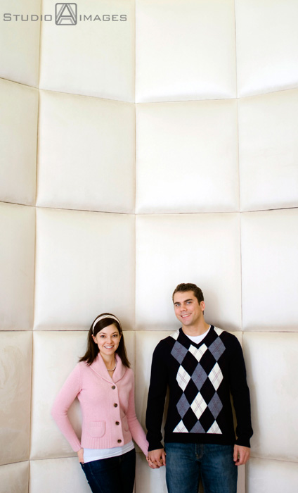 engaged couple during their NYC engagement session on Valentine's Day