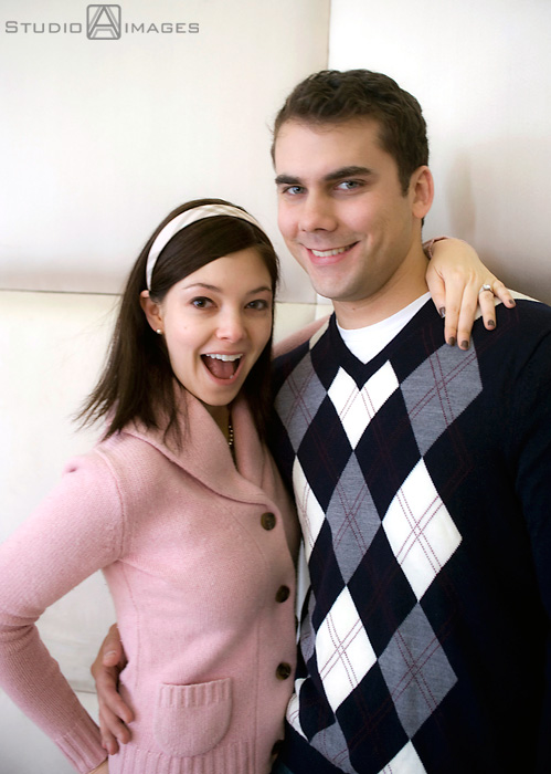 engaged couple during their NYC engagement session on Valentine's Day