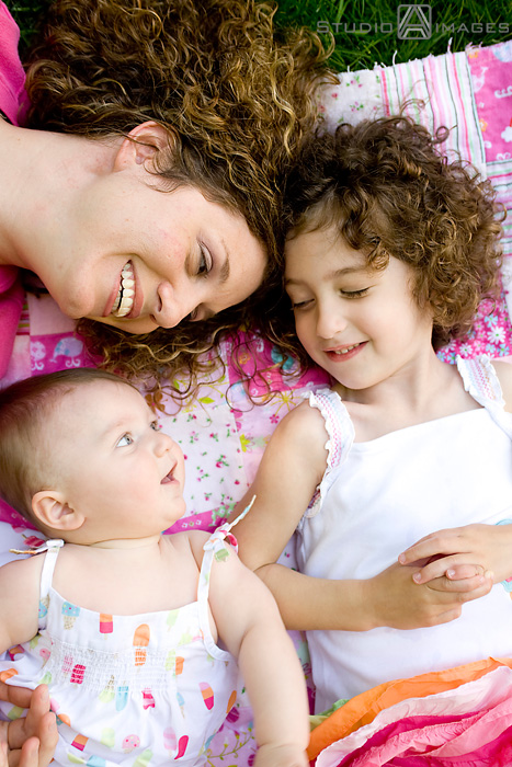 6 month old baby's family photo session with her big sister and mom in Greenwich, CT