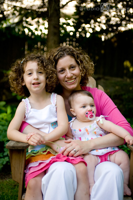 6 month old baby's family photo session with her big sister and mom in Greenwich, CT