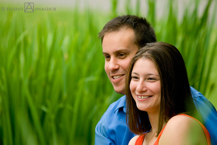 engagement couple posing for their engagement photos at Grover Cleveland Park, NJ