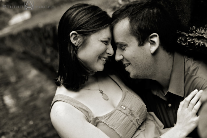 engagement couple posing for their engagement photos at Grover Cleveland Park, NJ
