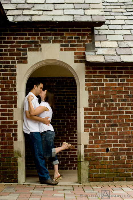 engagement couple posing for their engagement photos at Grover Cleveland Park, NJ