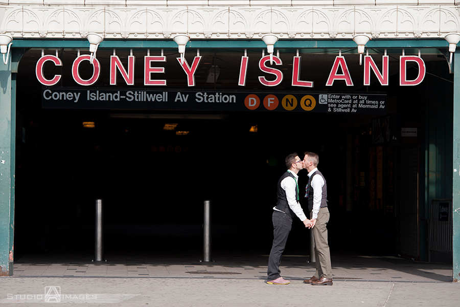 same sex wedding, gay wedding, coney island, Brooklyn, Brooklyn wedding photographer, nyc wedding photographer