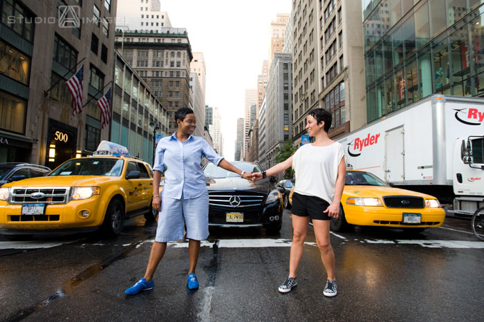 iconic nyc, yellow cabs, times square, nyc wedding photographer, engagement photos, nyc engagement photos