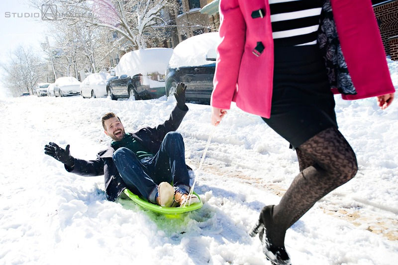 Snowy Winter Hoboken Engagement Photos | Hoboken Wedding Photographer