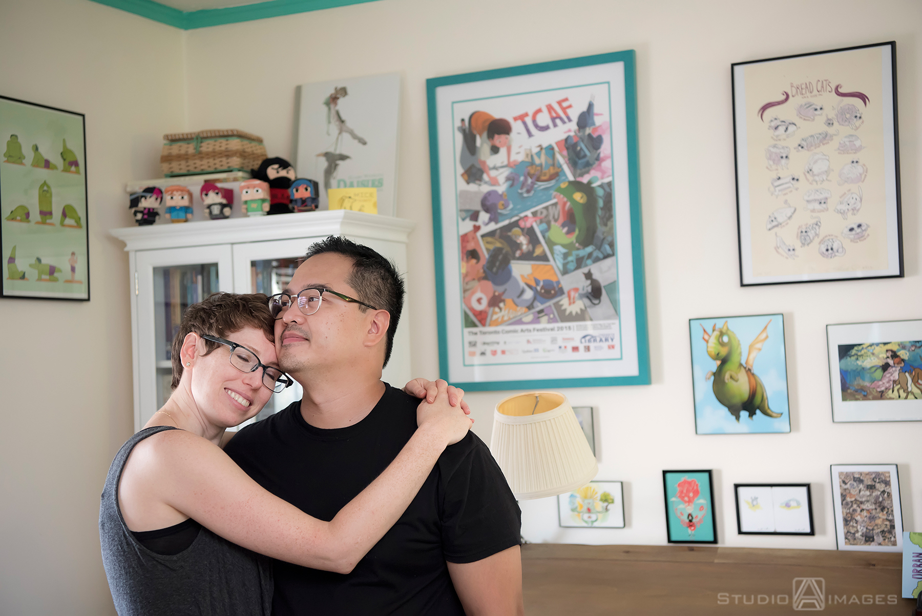 Queens couple in their home art studio and office