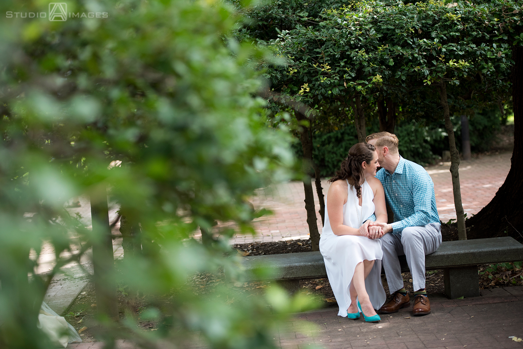 couple Old City in Philadelphia for their engagement photos